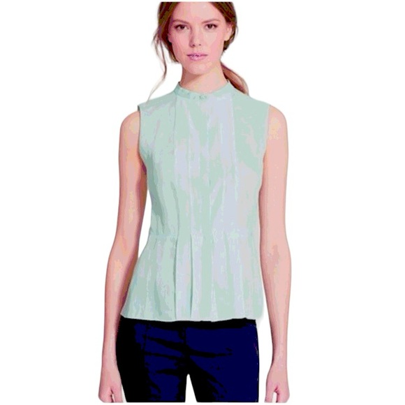 TORY BURCH Linen & Silk Button Down Sleeveless Peplum Style Top size 4 - Picture 1 of 14